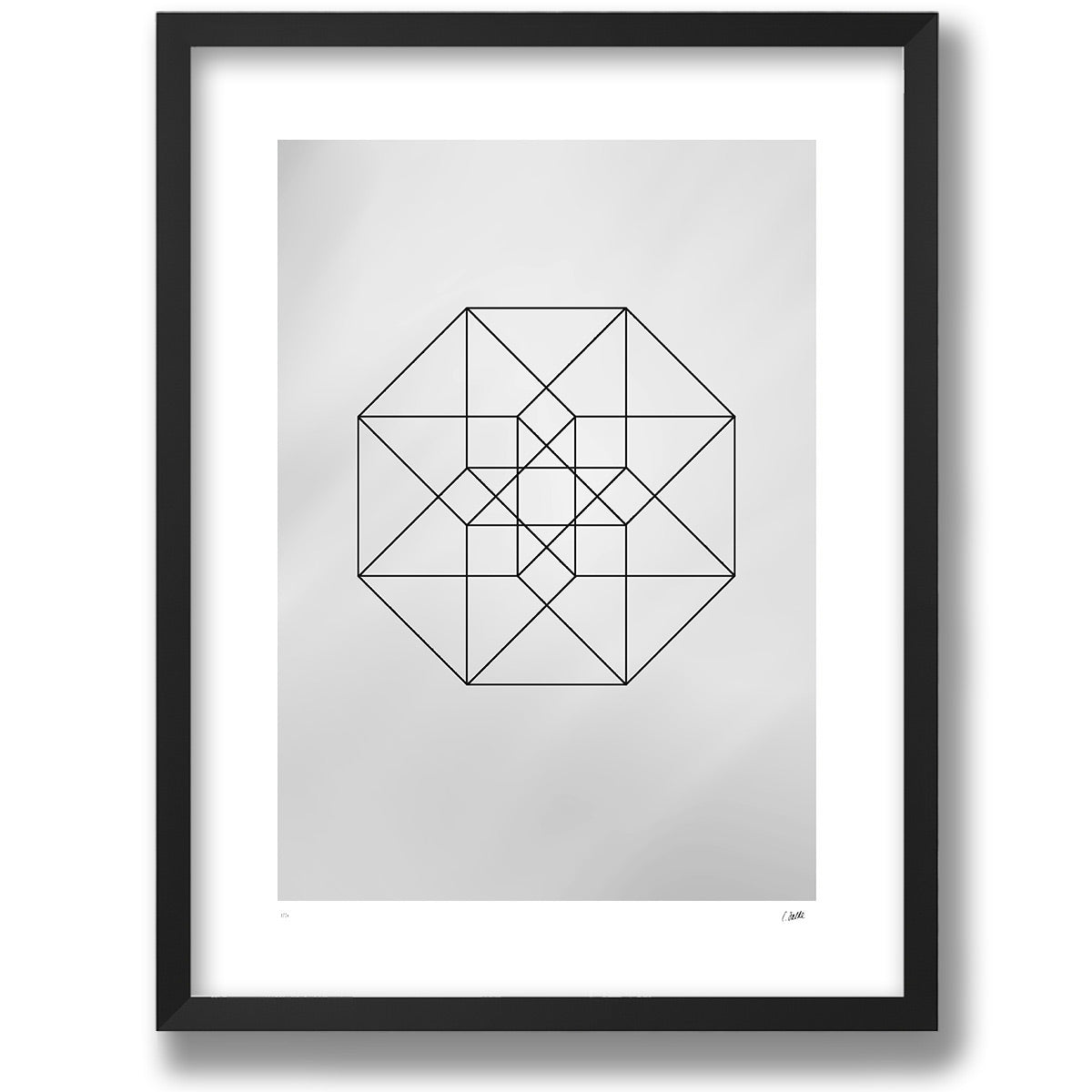 Tesserakt i mattsvart ram