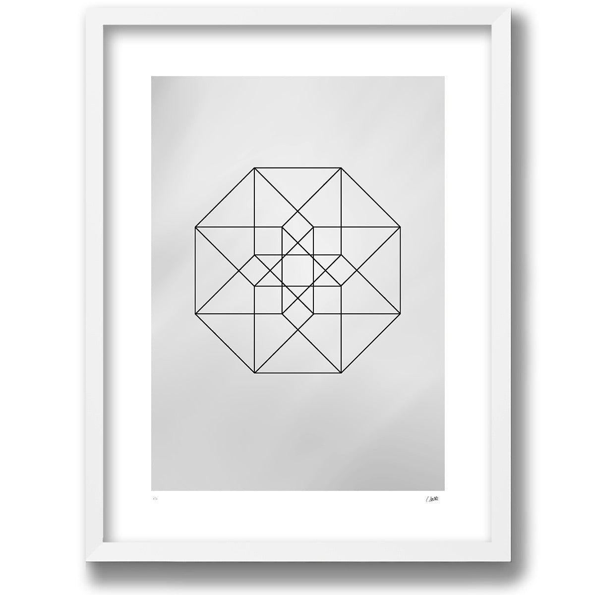 Tesserakt i vit galleriram