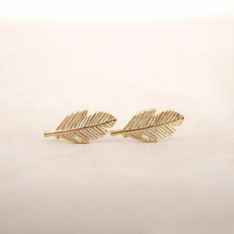 Golden feathers birds earrings