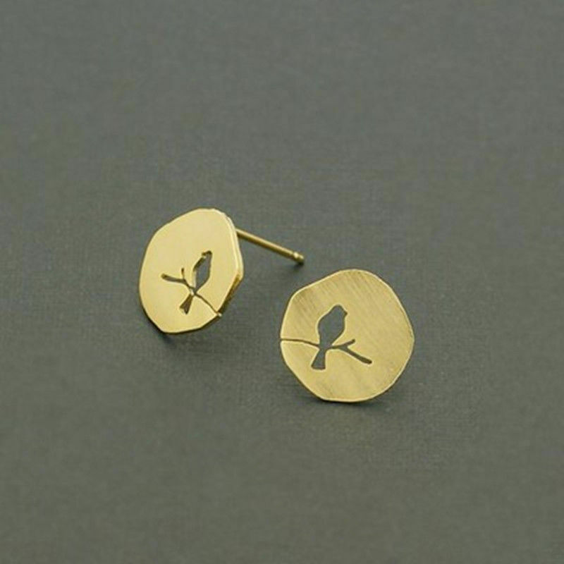 Golden small birds earrings