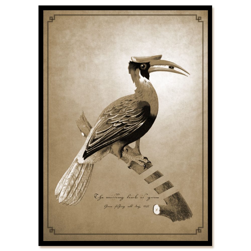 The missing link is gone in sepia color: bird on a branch