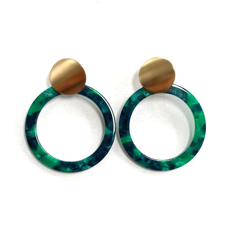 Earrings green rings