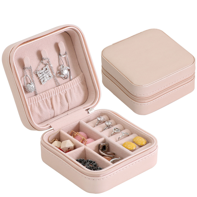 Light pink jewelry box case travel