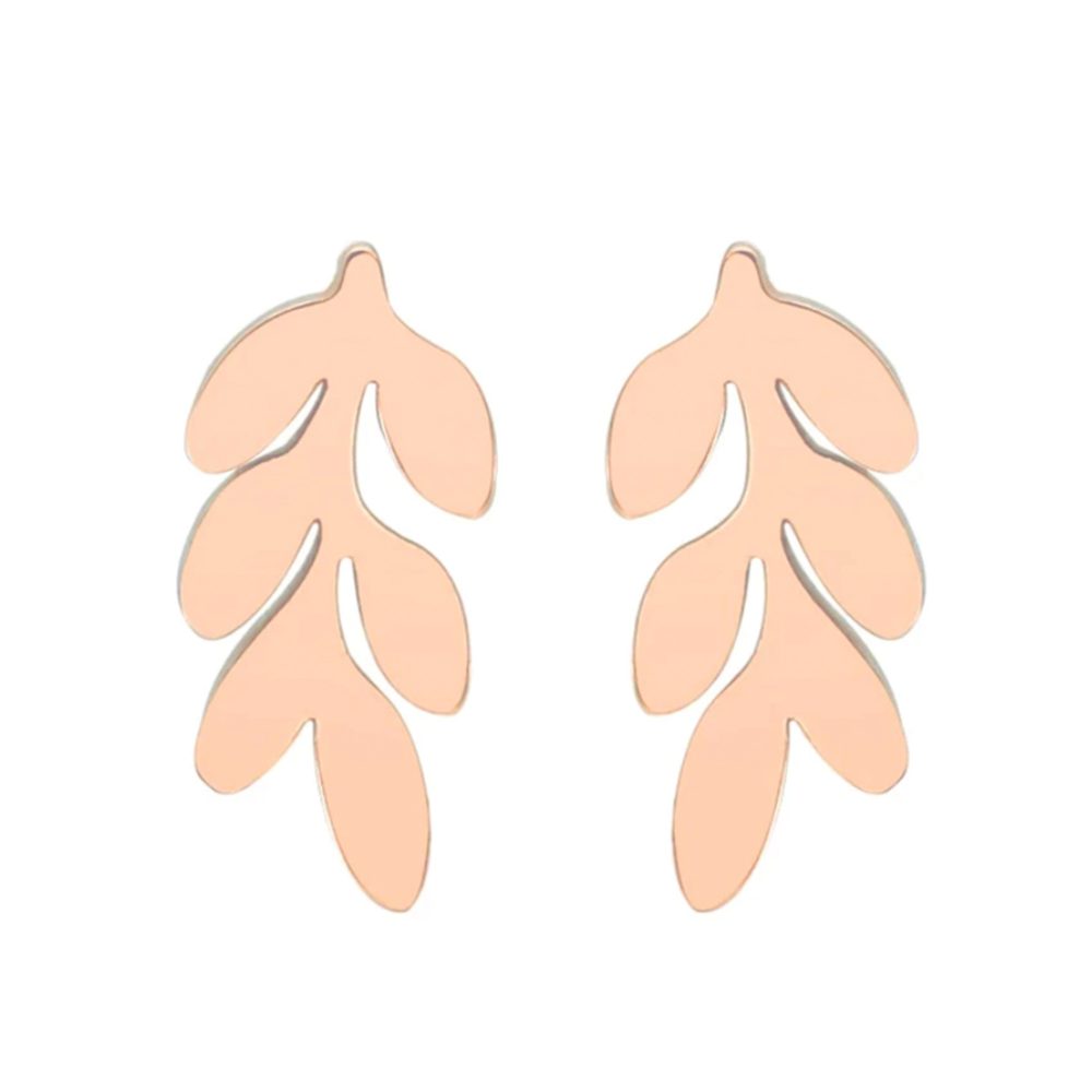 Guldiga örhängen med små söta löv - blad