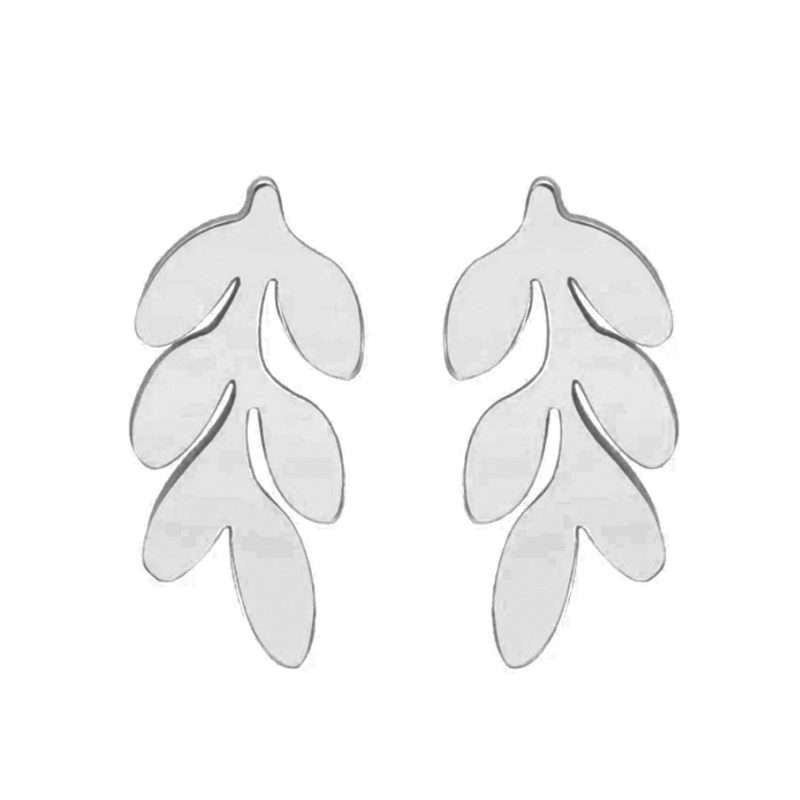 Silvriga örhängen med löv - blad